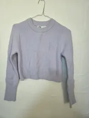 ザラ ラウンドネック クロップドニット パープル