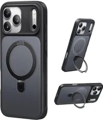 【11年の匠心開発 高耐久スタンド構造】CASEKOO for iPhone 17 Pro Max ケース【3倍米軍MIL規格 耐衝撃／MagSafe対応】隠しスタンド 縦横立て対応 リング機能 マット仕上げ 指紋防止 黄変防止 半透明 ストラップホール付き