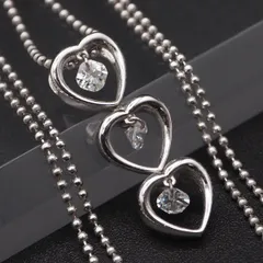 R813 Crossfor クロスフォー CF SV925刻印 ペンダント ネックレス オープンハート 3連 ダンシングストーン デザイン シルバー