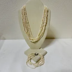 淡水パール　ネックレス　ブレスレットセット　6連