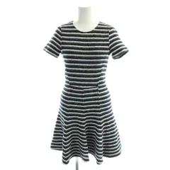 セオリー Theory ワンピース 0 紺 ネイビー 白 ホワイト ボーダー柄 半袖 ラウンドネック /AP