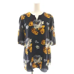 セオリー Theory シルクブラウス シャツ プルオーバー 花柄 S 紺 マルチカラー /CX ■OS