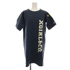 エックスガール x-girl チャンピオン CHAMPION スウェット ワンピース ミニ 半袖 S 紺 ネイビー ロゴ スター /YM