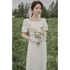 再入荷 ウェディングドレス 白 ウェディングドレス 大きいサイズ 3L 4L ウェディングドレス 袖あり 半袖 シンプル ウエディングドレス