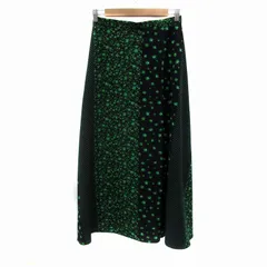 ユナイテッドアローズ UNITED ARROWS フレアスカート マキシ丈 ロング丈 花柄 ドット柄 大きいサイズ 42 XL 黒 ブラック 緑 グリーン /YS6