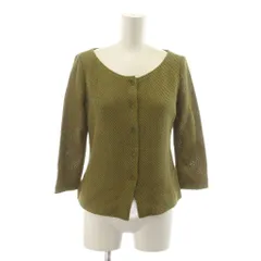 シビラ SYBILLA カーディガン 七分袖 麻混 リネン混 M 緑 グリーン /RR