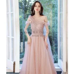 再入荷 ウェディングドレス カラードレス 結婚式 二次会 花嫁 ドレス ピンク 大きいサイズ ワンショルダー オフショルダー Aライン フレア スレンダーライン