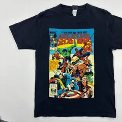 【MCU話題作】マーベル シークレットウォーズ Tシャツ 黒 M アメコミ コミックプリント フェード アベンジャーズ 半袖【1186ST】