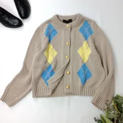 ZARA ザラ アーガイル ニットカーディガン ゴールドボタン (110K＋0244)26F