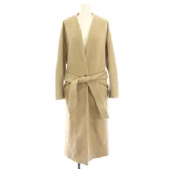 イエナ IENA ノーカラーコート 38 ベージュ ウール ベルト付き ロング /HN
