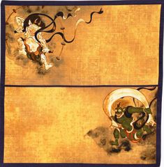 【在庫セール】コンパクト商品 国産 軽くて便利 お弁当包み 簡単に包める 日本製 約50×50cm パープル 風神雷神 綿風呂敷 風呂敷