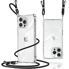 【即日発送】iPhone 16 Pro Max 用 ケース ショルダー クリア アイフォン16Promax スマホケース 肩掛け 斜めかけ 縄掛けケース 透明 薄型 軽量 TPU 携帯ケース 紐付き 斜めがけ 織りストラップ付き 長さ調整可能 取り外し可能 落