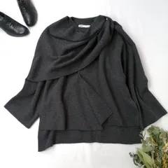 ZARA ザラ ショートニットコート アシンメトリースカーフ (110K＋0242)26F