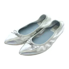 エマフランシス Emma Fransic バレエシューズ パンプス フラットヒール ポインテッドトゥ 23.5cm シルバー リボン /RI ■OS