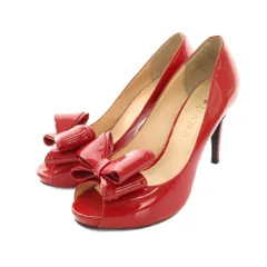 ダイアナ DIANA パンプス ハイヒール ピンヒール オープントゥ リボン 24cm 赤 /YM