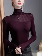 チャコット ノーソーイングニット ドレープスリーブハイネックトップ