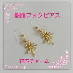ஐ☘︎︎樹脂フックピアス 花芯チャーム