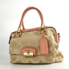 COACH コーチ シグネチャー ハンドバッグ ナイロンジャガード レザー 20-403(6)