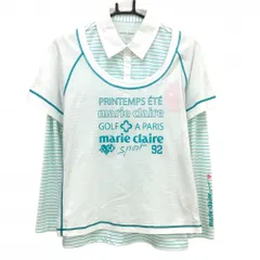 【新品】マリクレールスポール 2点セット(長袖ポロシャツ×Tシャツ) 白××グリーン レディース L ゴルフウェア marie claire