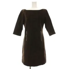 バーバリーズブルーレーベル Burberry's BLUE LABEL ワンピース ひざ丈 七分袖 38 ブラウン バックジップ FMF86-541 /YM