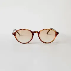 ピックキー-653 レオパード ラウンド アセテート サングラス ブラウン ティント