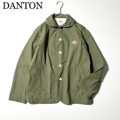 3345y美品 ダントン 丸襟長袖コットンシャツ　XS カーキ 日本製