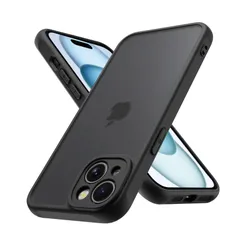 【人気商品】iPhone15 ケース マット感 半透明 耐衝撃 指紋防止 アイフォン15 ケース 米軍MIL規格 黄変防止 スマホケース iphone 15 6.1インチ 対応 PinLiSheng(ブラック iPhone 15)