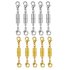 【人気商品】YFFSFDC ネックレス 留め具 マグネット留め具 簡単装着 磁気クラスプ エンドパーツ ジュエリー用 延長用金具 DIY用 クラフト作り アクセサリーパーツ 10個セット
