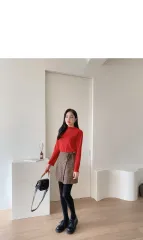 オーバーサイズ キュロット CHECK ブラウン 32