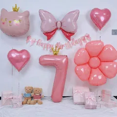 【数量限定】バルーン 飾り 飾り バルーンフラワー 誕生日 誕生日 誕生日 バースデー かざりつけ 飾り付け、女の子 女の子 7歳