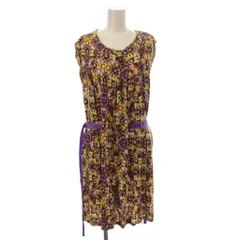ポールスミス ブラック レーベル Paul Smith BLACK LABEL ワンピース M 紫 黄色 総柄 ラウンドネック 半袖 /JP