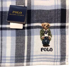 ポロ　ラルフローレン ハンカチタオル　ハンドタオル ハンカチ　ミニタオル　ホワイト　ポロベア　POLO RALPH LAUREN ベア くま 綿 ブランド ネイビー　紺 チェック レディース　メンズ 20代 30代 40代 50代 60代 70代 プレゼント 