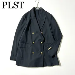 3353y美品 プラステ コットンリネン紺ブレジャケット金ボタン 紺 S