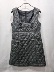 日本製 mimily グレーカーキ キルトダウン ノースリーブワンピース M sr7