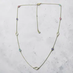 スワロフスキー　Swarovski ロングネックレス　ゴールド色　カラーストーン　色石 全長70