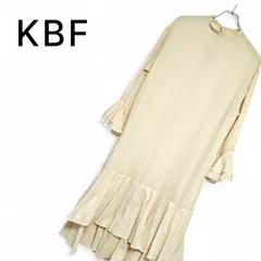 KBF ケービーエフ ワンピース One フリーサイズ ライトグレー エクリュ ロング マキシ丈 ティアード フリル シアー 透け感 2WAY バックリボン 長袖 スタンドカラー アーバンリサーチ 洗える 春 夏 秋 きれいめ 362KJ