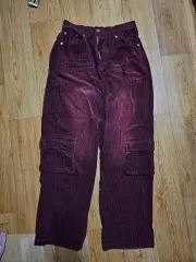 TRILLION バーガンディ コーデュロイ カーゴパンツ