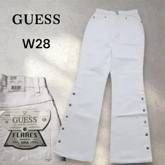 【新品】 GUESS 　ゲス　90s 　サイドボタン フレアデニム ホワイト　白 　レディース（WOMEN）サイズ28