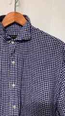 ポロ リネン100% ギンガムチェックシャツ