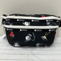 710　LeSportsac　レスポートサック　 ボディバッグ　ウエストバッグ　BT21　 コラボ　ブラック系　黒　ナイロン　 軽量　レディース