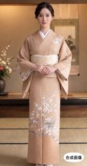 訪問着 フルセット6点サイズM〜L手描き 刺繍 横段花文 金彩 正絹