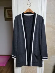 0127)ザラ マン グレー バイカラー カーディガン