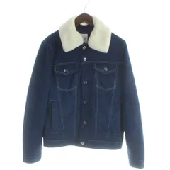 ザラ ZARA 中綿ジャケット スエード ボア襟 S 紺 ネイビー 白 ホワイト /AP