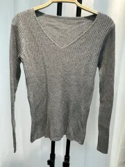 ゴージ ニット 長袖 プルオーバー グレー