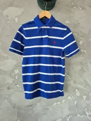 ポロラルフローレン ストライプ 半袖 カラーTシャツ ブルー S