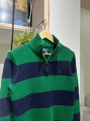 POLO RALPH LAUREN ストライプ ハーフジップ ニット