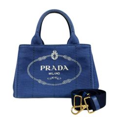 PRADA MILANO プラダ カナパ バケツ型トートバッグ ブルー ポーチ付