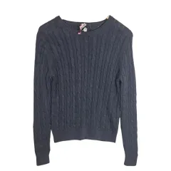 MUJI 無印良品 ネイビー ケーブル編み ニット M コットン 100%