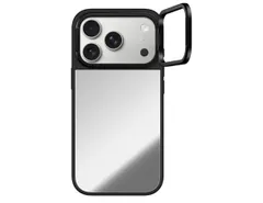 CASETiFY ミラー リングスタンド iPhone 17 Pro ケース [スタンド機能/鏡面(スマホカバー) / MagSafe対応] - シルバー (ブラックバンパー)