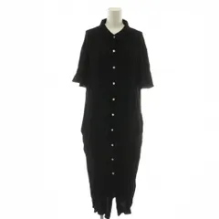 アクテ AKTE シャツワンピース ロング 半袖 F 黒 ブラック 無地 /RR